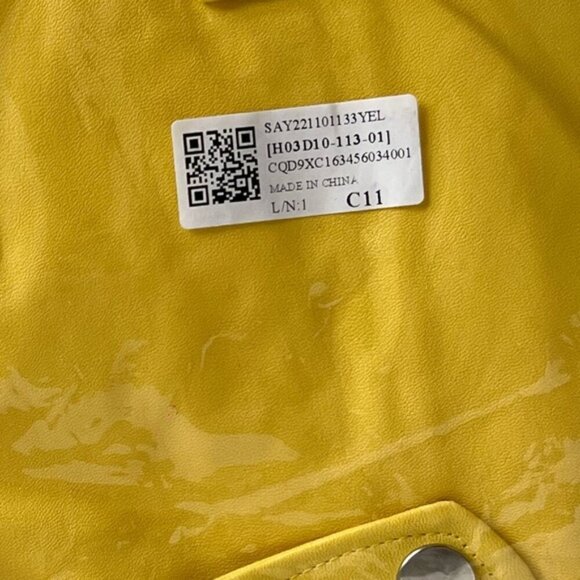 🩷 SCRJFS - Women's Faux Leather Motorcycle Jacket - Yellow. Size: L. NWT. (1784) - Picture 4 of 12